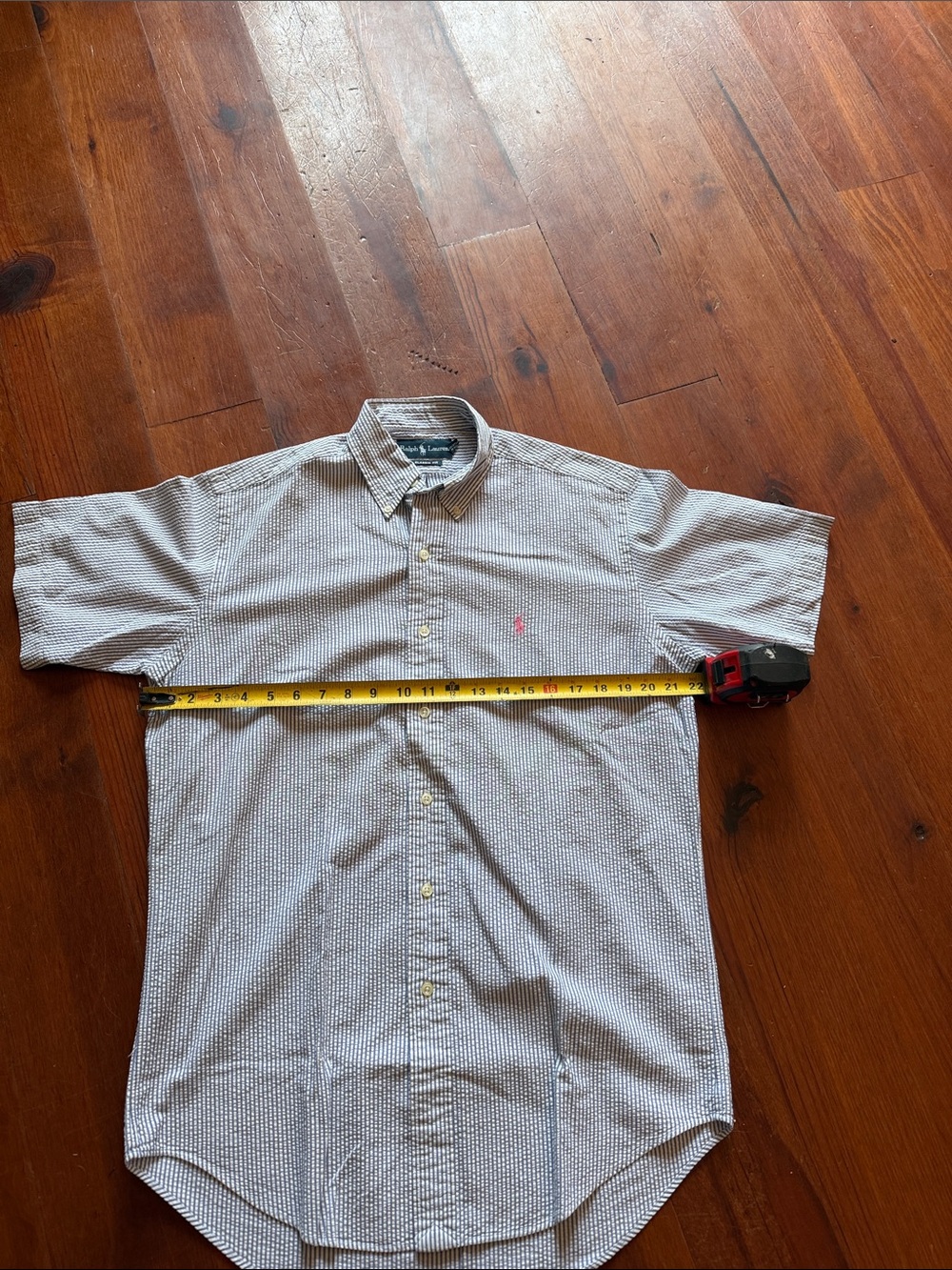 Polo by Ralph Lauren Short-Sleeve Seersucker Button-Down Shirt in Blue and White